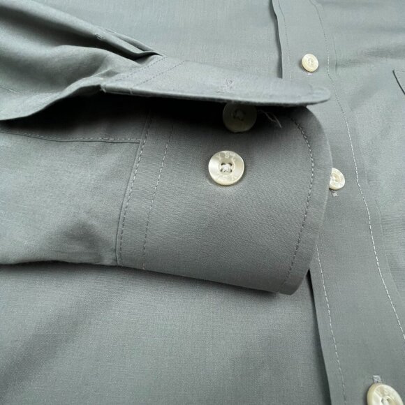 YSL Yves Saint Laurent Men's Button Up Dress Shirt 16 34/35 Gray Polyester Blend - Picture 7 of 12